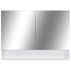shumee LED kopalniška omarica z ogledalom bela 80x15x60 cm MDF