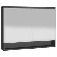 Greatstore Kopalniška omarica z ogledalom 80x15x60 cm MDF antracitna