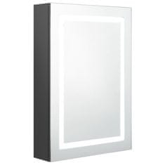 Greatstore LED kopalniška omarica z ogledalom siva 50x13x70 cm