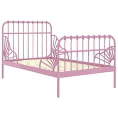 Greatstore Raztegljiv posteljni okvir roza kovinski 80x130/200 cm