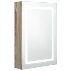 Greatstore LED kopalniška omarica z ogledalom hrast 50x13x70 cm