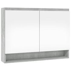 shumee Kopalniška omarica z ogledalom 80x15x60 cm MDF betonsko siva
