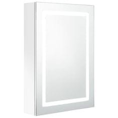 Greatstore LED kopalniška omarica z ogledalom sijoče bela 50x13x70 cm
