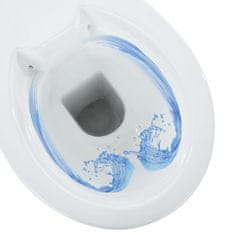 Greatstore Visoka WC školjka brez roba počasno zapiranje 7 cm višja bela