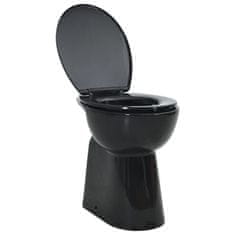 Greatstore Visoka WC školjka brez roba počasno zapiranje 7 cm višja črna