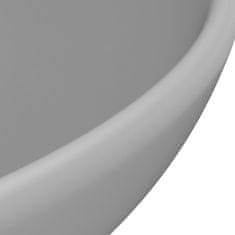 Greatstore Razkošen umivalnik okrogel mat svetlo siv 32,5x14 cm keramičen