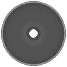 Greatstore Razkošen umivalnik okrogel mat temno siv 32,5x14 cm keramičen