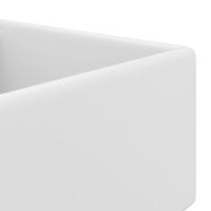 Greatstore Razkošen umivalnik kvadraten mat bel 41x41 cm keramičen