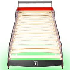 Greatstore Otroška postelja LED dirkalni avtomobil 90x200 cm rdeče barve
