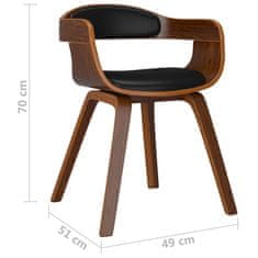 shumee Jedilni stol črn ukrivljen les in umetno usnje