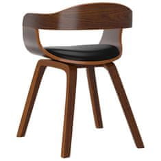 shumee Jedilni stol črn ukrivljen les in umetno usnje