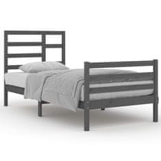 Greatstore Okvir za posteljo, siv, masivni les, 90x200 cm