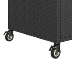 shumee Barski voziček s predalom črn 100x45x97 cm poli ratan