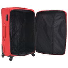 Greatstore 3 delni komplet mehkih potovalnih kovčkov rdeče barve