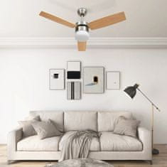 Greatstore Stropni ventilator z lučjo in daljincem 108 cm svetlo rjav