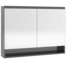 shumee Kopalniška omarica z ogledalom 80x15x60 cm MDF sijoče siva