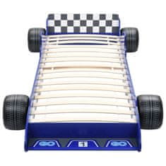 Greatstore Otroška postelja dirkalni avtomobil 90x200 cm modra