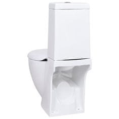 Vidaxl Keramična WC školjka okrogla pretok vode spodaj bela