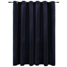Greatstore Zatemnitvena zavesa z obročki žametna črna 290x245 cm