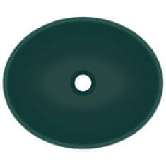 Greatstore Razkošen umivalnik ovalen mat temno zelen 40x33 cm keramičen