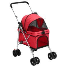 shumee Zložljiv pasji voziček rdeč 76x50x100 cm Oxford blago