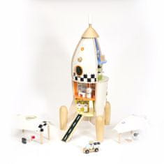 Classic world Lesena hiša z raketo za otroke + figure Akc.