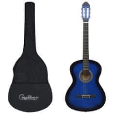 Greatstore Klasična kitara za začetnike s torbo modra 4/4 39"