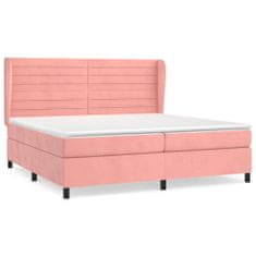 Greatstore Box spring postelja z vzmetnico roza 200x200 cm žamet