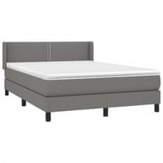 Greatstore Box spring postelja z vzmetnico temno siva 140x200 cm blago