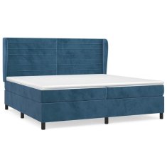 Greatstore Box spring postelja z vzmetnico temno modra 200x200 cm žamet