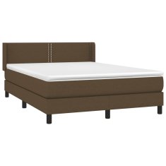 Greatstore Box spring postelja z vzmetnico temno rjava 140x200 cm blago