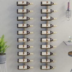 Greatstore Stensko stojalo za vino za 10 steklenic 2 kosa zlato kovinsko