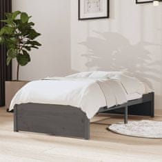 Greatstore Okvir za posteljo, siv, masivni les, 75x190 cm, enojni