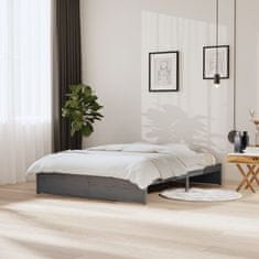 Greatstore Okvir za posteljo, siv, masivni les, 150x200 cm, velika velikost