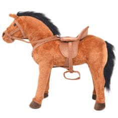 Greatstore Stoječi konj iz pliša rjave barve