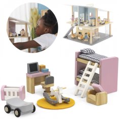 Viga Toys Komplet pohištva za lutkovno hišo Otroška soba