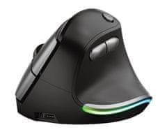 Trust Bayo ergonomska brezžična miška, RGB, črna
