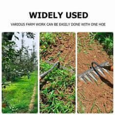 Netscroll Vrtna motika, idealna za rahljanje zemlje in odstranjevanje trdovratnega plevela, spodbujanje rasti novih rastlin ali trate, oster rob za učinkovito in natančno delo, 5 konic, nerjeveče jeklo, RakeHoe
