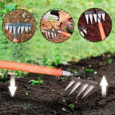 Netscroll Vrtna motika, idealna za rahljanje zemlje in odstranjevanje trdovratnega plevela, spodbujanje rasti novih rastlin ali trate, oster rob za učinkovito in natančno delo, 5 konic, nerjeveče jeklo, RakeHoe