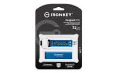 Kingston Ironkey USB disk, 32 GB, Keypad 200, 3.2 Gen1, FIPS 140-3Lvl 3, AES-256, moder (IKKP200/32GB)