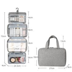 Jetshark Kozmetična torbica za obešanje - siva
