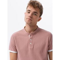 OMBRE Moška gladka polo majica S1381 roza MDN19185 XL