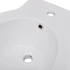Vidaxl Bel keramičen kopalniški set stoječa WC školjka in bide