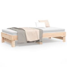 Vidaxl Izvlečna dnevna postelja 2x(90x190) cm trdna borovina