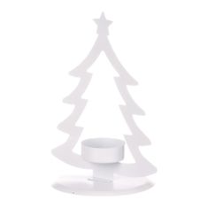Autronic Kovinski svečnik v obliki drevesa, za čajno svečko, mat bel. CP151094-BILA
