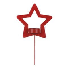 Autronic Kovinski svečnik v obliki zvezde - votel, za čajno svečko, mat rdeč. CP151098-RDEČA