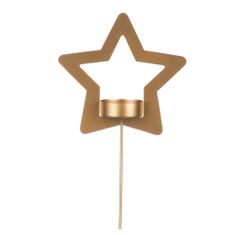 Autronic Kovinski svečnik v obliki zvezde - votel, za čajno svečko, mat zlata. CP151098-ZLATA