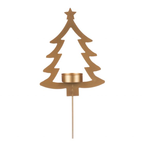 Autronic Kovinski svečnik v obliki drevesa - votel, za čajno svečko, mat zlata. CP151099-ZLATA