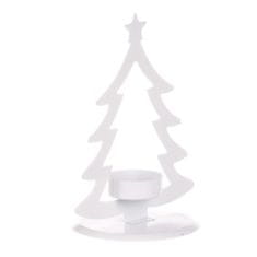 Autronic Kovinski svečnik v obliki drevesa, za čajno svečko, mat bel. CP151094-BILA