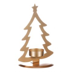 Autronic Kovinski svečnik v obliki drevesa, za čajno svečko, mat zlata. CP151094-ZLATA
